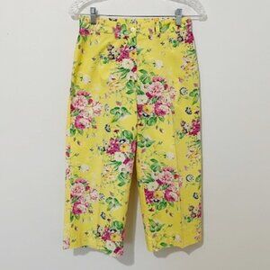 Lauren Ralph Lauren Yellow Floral Capri Cropped Pants Women's Size 4P